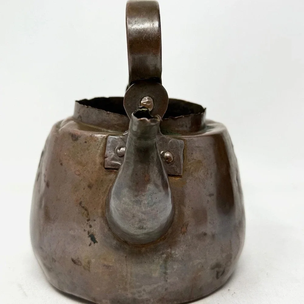 Primitive Antique Copper‎ Hand Crafted Tea Kettle Rustic Farmhouse Decor Vintage